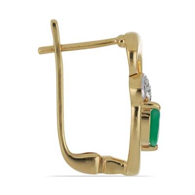 BUY 925 SILVER EMERALD TRANSPARENT GEMSTONE EARRING IN GOLD PLATED 